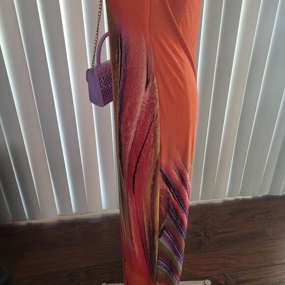 Orange/Multi color Tube Dress - Picture 4 of 5